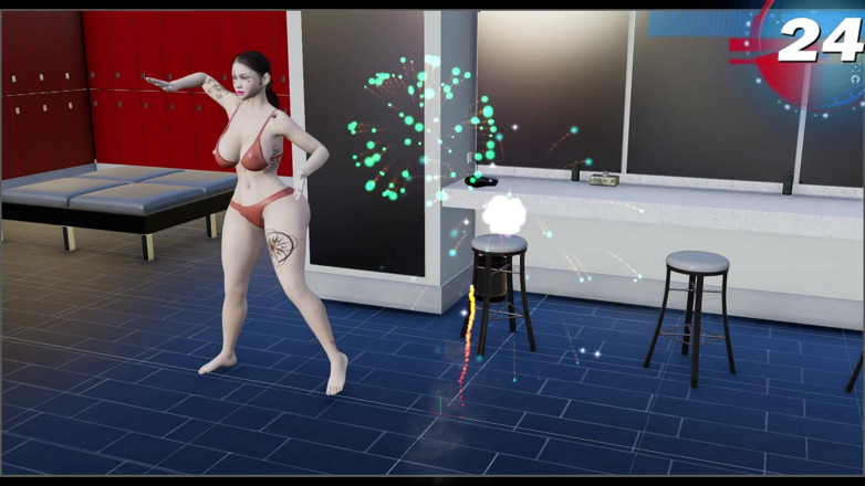 Virtual fantasy studio: Büyük memeli ve götlü 3 boyutlu seksi kız renkli dövmeli bikiniyle...
