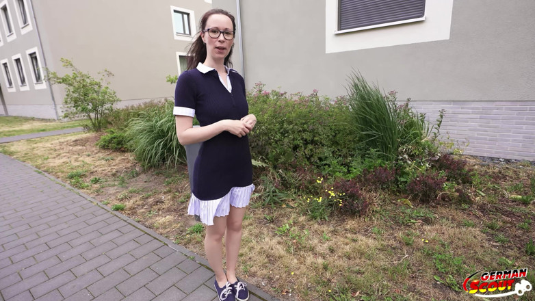 German Scout: German Scout - Slim and Shy German Glasses Student Girl Ronya...