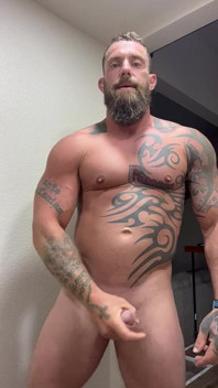 Tattooed Viking Flexes While Stroking for You