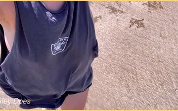 Wifey Dared Walking Around Side Boob on Beach