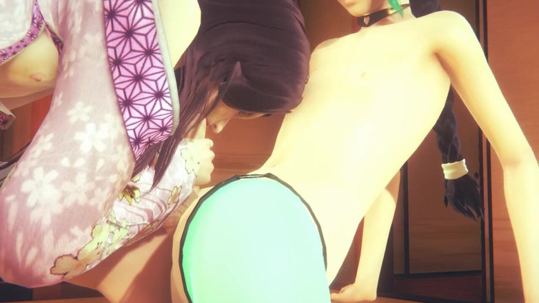 Yaoitube: Yaoi Femboy Demon Slayer - Nezuko Femboy Sug och knullad i...