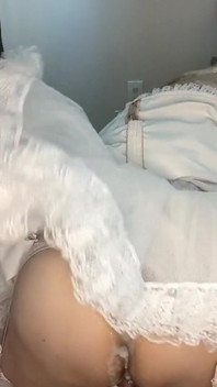 Sissy Maid Playing with Dildo and Fake Cum