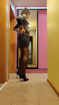 Walking in New Apartment in Sexy Outfit