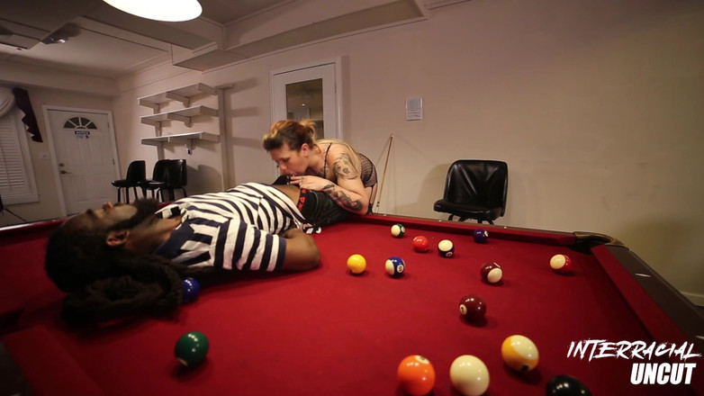 Interracial uncut: White BBW Bent Over the Pool Table by BBC