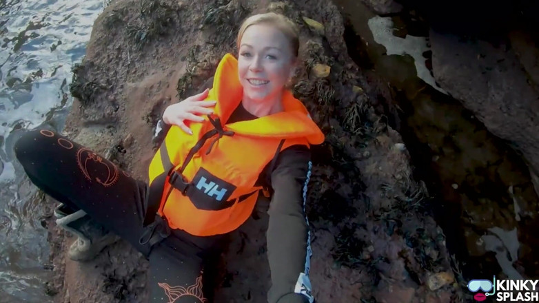 UKCuteGirl Lucy Lauren: Bright Orange Helly Hansen Life Jacket Strap Play