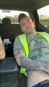 Builders Have a Jerk in the Car at Work