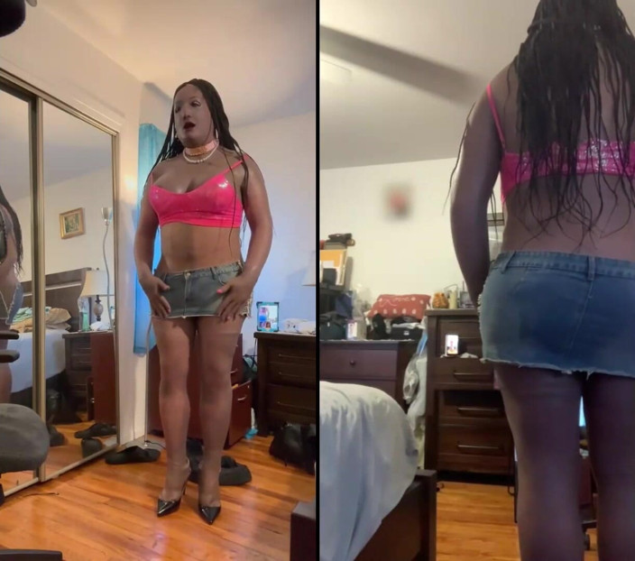 Deanna Doll: Schwarzes schätzchen Danae in einem super kleinen Minirock reibt ihre...