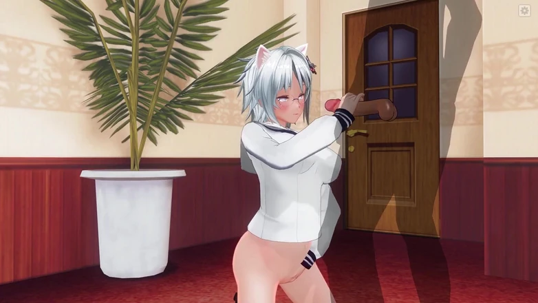 H3DC: 3D Hentai Neko Girl Called You Home to Jerk off...