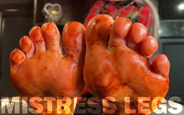 Mistress Legs: The Goddess Has Her Bare Feet in Coffee and Teasing...