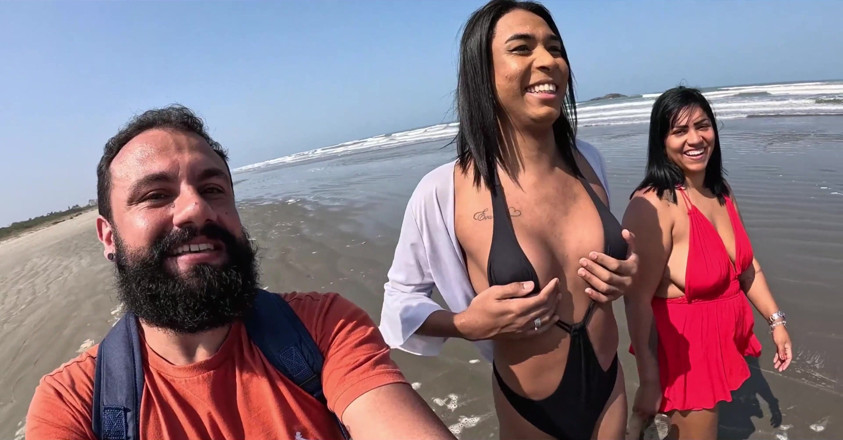 Mattos Movies Trans: Baianinha Trans fickt paar am strand