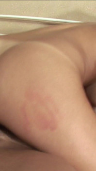Big ass brunette sprayed on her big boobs