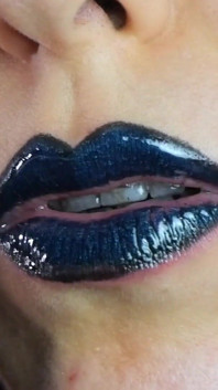 Gothic Dark Blue Lipstick and Glossy Lips