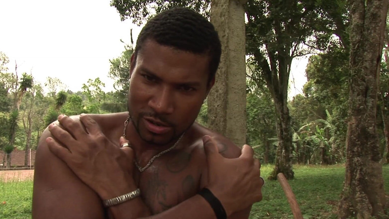Male Dream: Clean cut muscle ebony dude masturbates outdoor