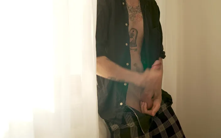 CedricDickery: Tattooed Guy Strokes His Huge Dick After College Class - Load...