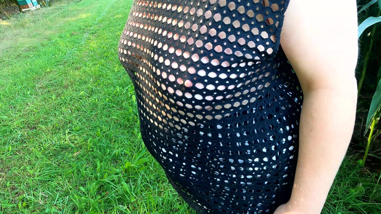 Bouncy Tits Action: Right Next to the Cornfield, Her Tits Beaten