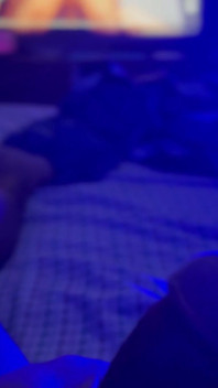 Watching Porn and Pulling the Tip or My Dick with Colored Lights