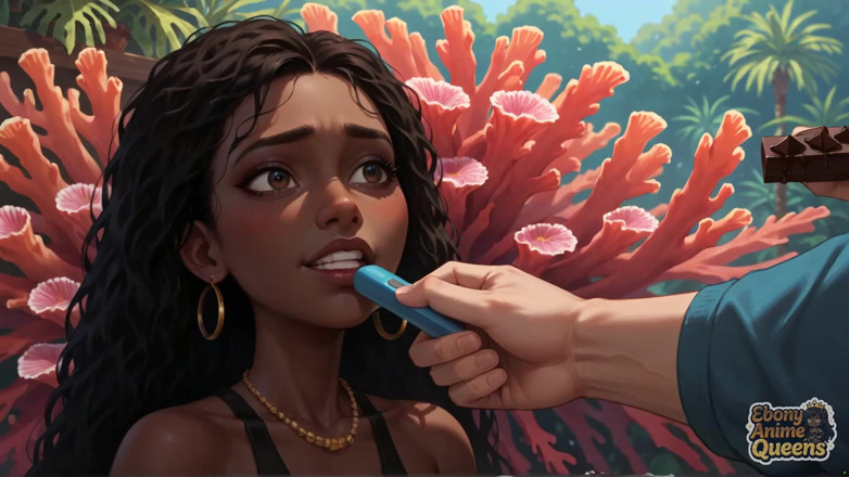 Ebony Anime Queens: Sinnliche ebenholz mag schlampenorgie in einem tropischen Paradies, während ihr...