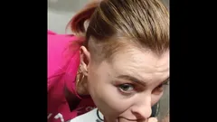 A Young Girl Sucks a Stranger's Cock and Swallows Sperm in Exchange for Coffee in a Toilet in a Shopping Mall