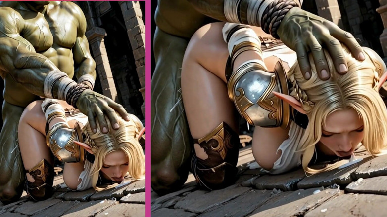 Waifu hentai narrated: Blonde Elf Babe Gets a Pounding From the Orc King's...