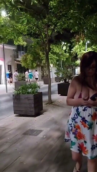 On Vacation Walking the Streets with My Tits Hanging Out of My