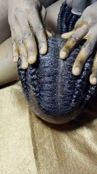 Hair Fetish for Ebony Teen Receiving Cum