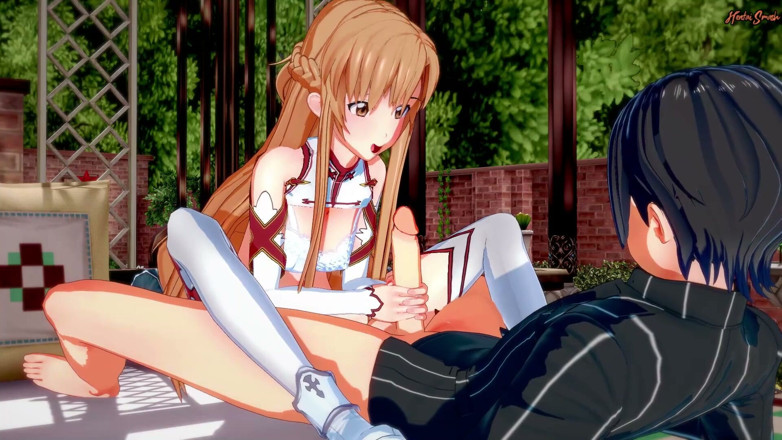 Hentai Smash: Asuna saje Kiritovo péro před děláním 69 - Art Online Hentai.