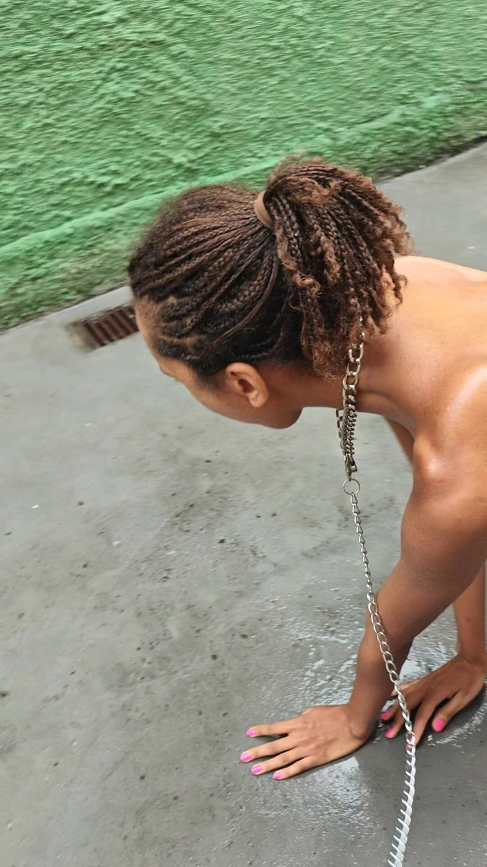 Lily Slav: Submissive Pet Taken for a Walk and Fed Snacks in...