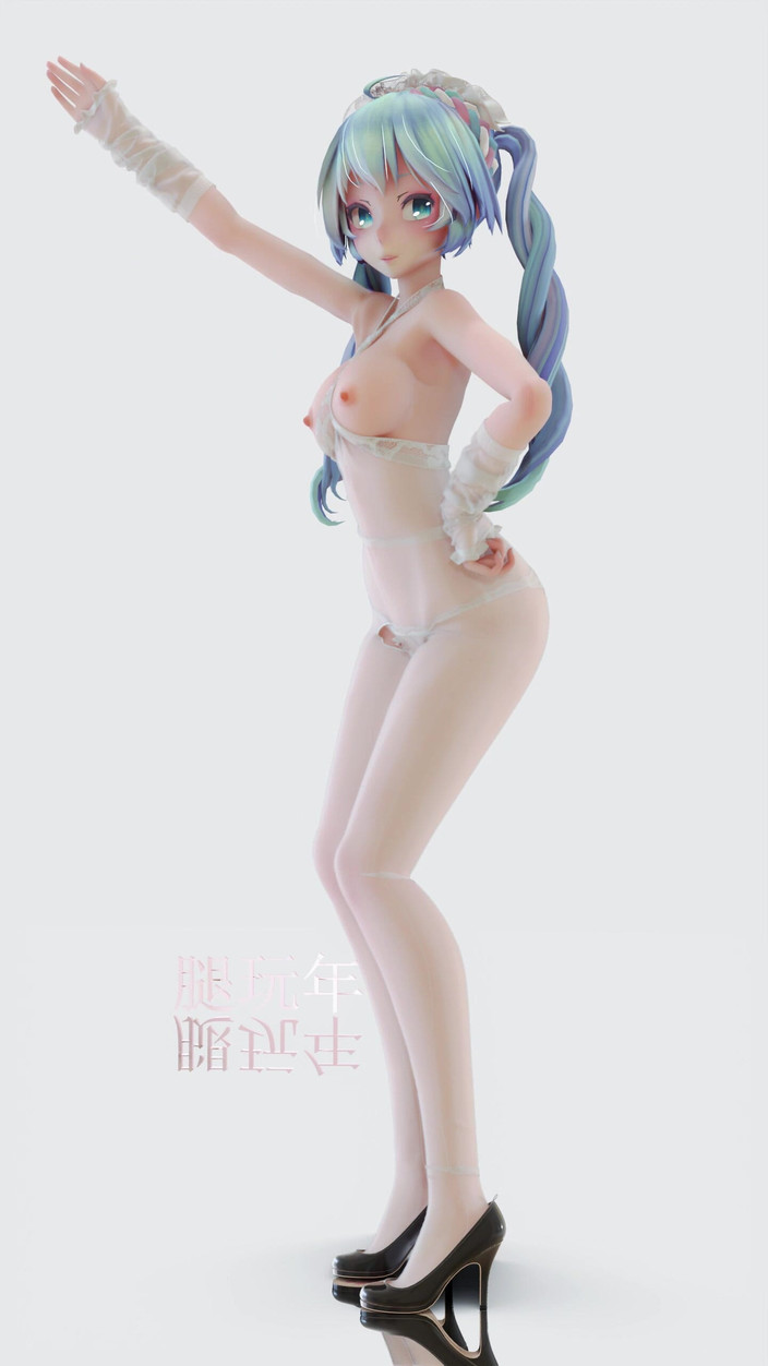 MikuMotion: [mmd] ミク・アオア-すみません、オープンワンピースの白いシルクの秘部が露出する突き