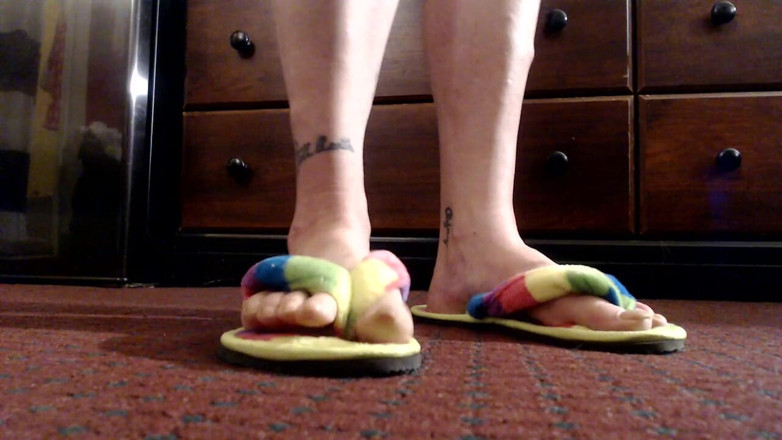 Abby Anna: 360 'weergave rijpe zolen voeten flipflops