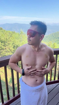 Mountain Top Tease: Muscular Asian Hunk's Solo Show