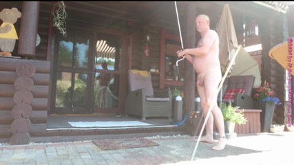 Carmen_Nylonjunge: Naturism in the front yard 1