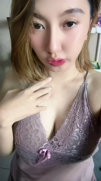 Blonde Asian Girl Masturbating with Milk