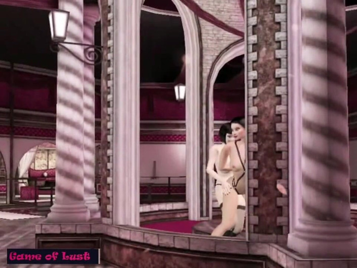 Game of Lust 3D: Gol pesta seks lesbian 3d dengan mainan strap-on dan mesin kongkek