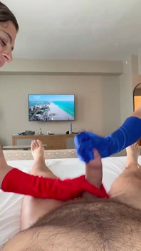 Misty Addams & Summer Raez Give Red, White Sperma, &Blue Gloved Handb