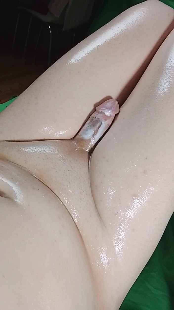 Kitty_Cross: Pair of Oiled Feminine Legs Sweet Sissy Dick Masturbating Pretty...