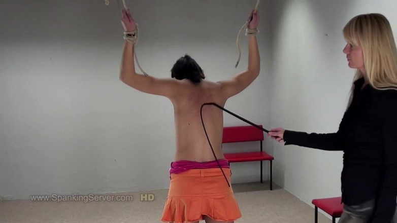 Spanking Server: Brunette Laura bare back whipped