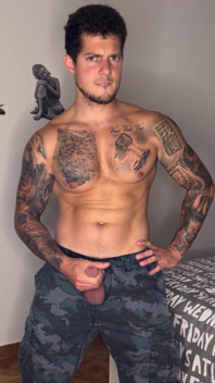 My Big Cock Cums in Military Outfit with No Touch