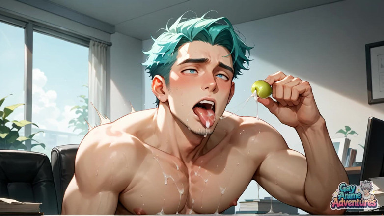 Gay Anime Adventures: Miłośnik mięśni cycata wypełnia limit orgii biura swoim najświeższym miodem -...