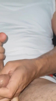 Straight Stepdaddy Filling His Dick with Hot Sauce.