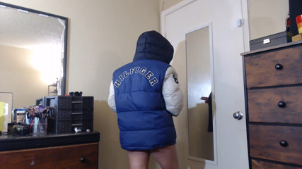 Abby Anna: Big puffy winter coat smoking
