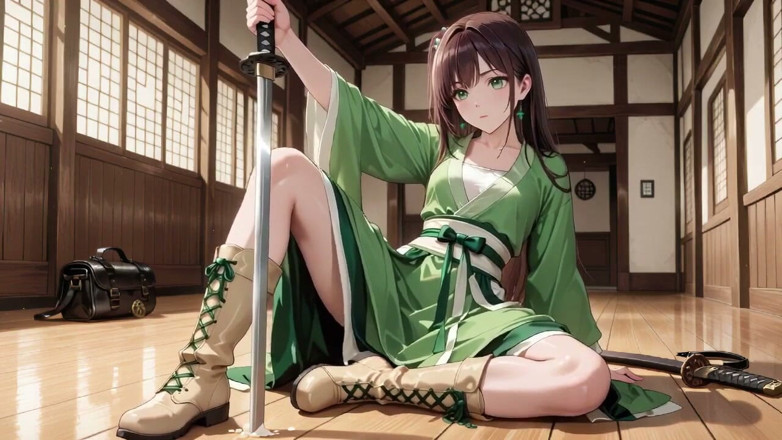 Tay Swift X: Kneeling on Tatami with a Short, Her Eyes Are Hazy....