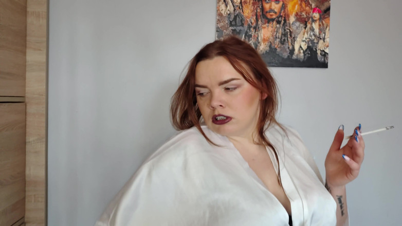 Bastet: Casting. Smoking Busty Secretary Candidate Does a Striptease and Pees...