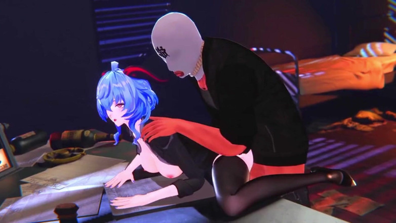 NSFWOtaku: Genshin impact - Ganyu piacere in ufficio a tarda notte - 3D Hentai...