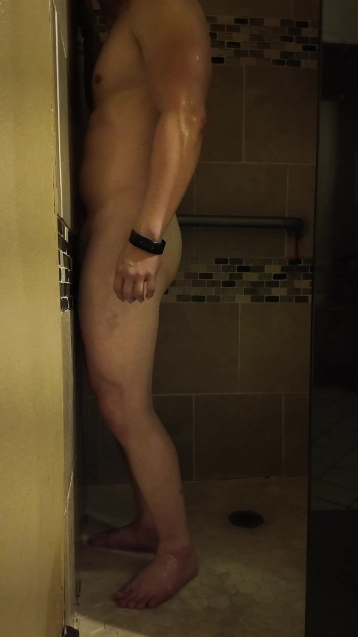 Barenakedmuscles: Shower Stall Striptease: Muscular Asian Stud Shows off His Body...