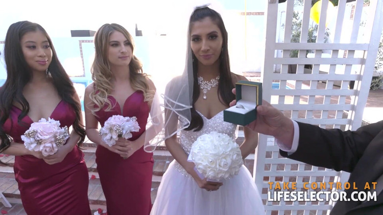 LifeSelector: เย็ดเจ้าสาวของมึง Gianna Dior กับเพื่อนเจ้าสาว Kristen Scott และ Jade Kush