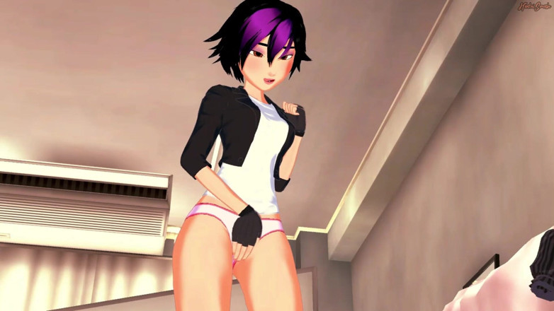 Hentai Smash: 彼女が絶頂するまでクラブルームで自慰行為をするゴーゴートマゴ-ビッグヒーロー6変態。
