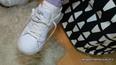 KimisWorld: Lavender Leggings, Worn White Socks & Sneakers - Foot Tease & Shoeplay