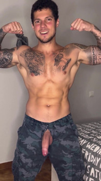 My Big Cock Cums in Military Outfit with No Touch