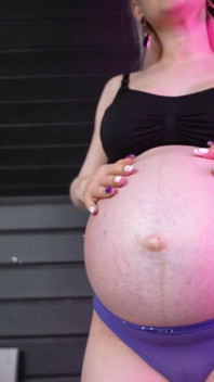 Oil & Leather Pants! 9 Month Pregnant Orgasm!