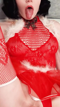 Neko Girl with Short Hair and Unshaved Pussy Is Happy to Fuck and Get Cum in Her Mouth on Christmas